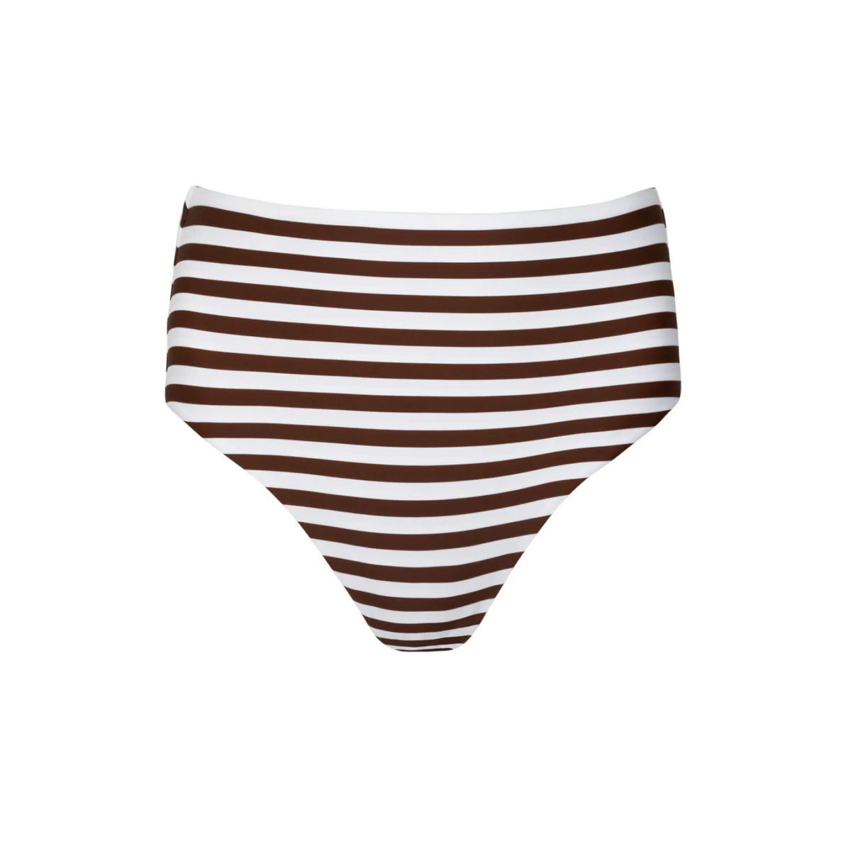 Women’s Cocoa Stripe High Waist Bikini Bottom