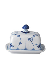Blue Fluted Plain Butter Dish 14 Oz