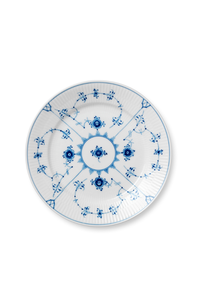 Blue Fluted Plain Dessert Plate 7.5"