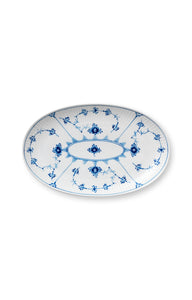 Blue Fluted Plain Oval Accent Dish 9"