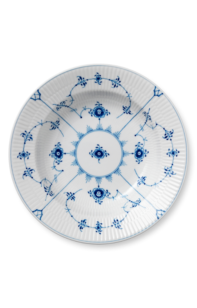 Blue Fluted Plain Pasta Bowl 9.5"
