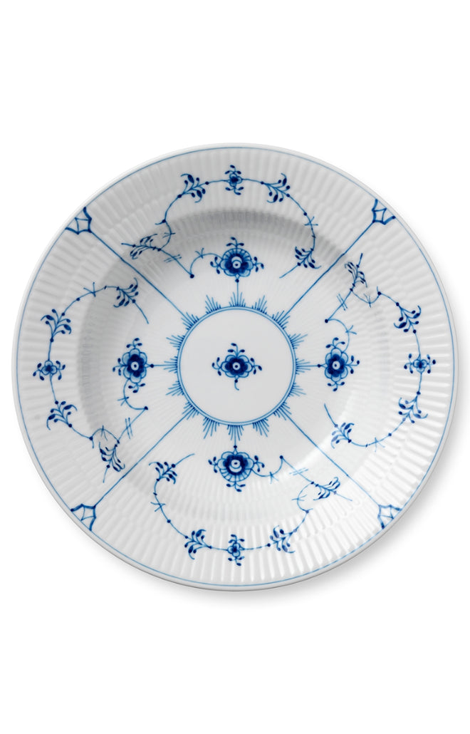 Blue Fluted Plain Rim Soup Bowl 9"