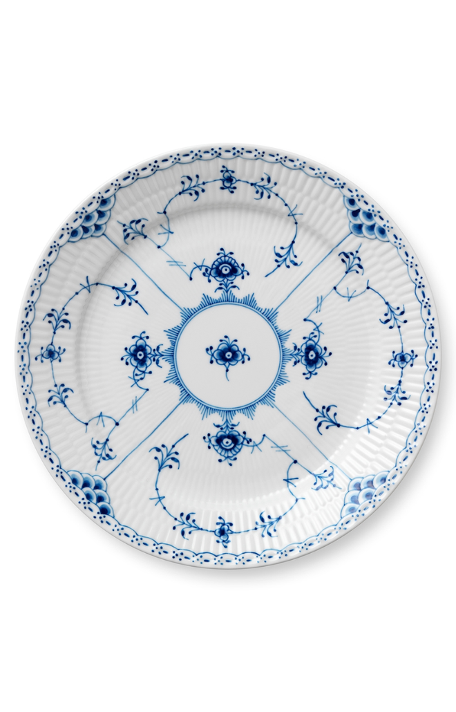 Blue Fluted Half Lace Luncheon Plate 9.75"