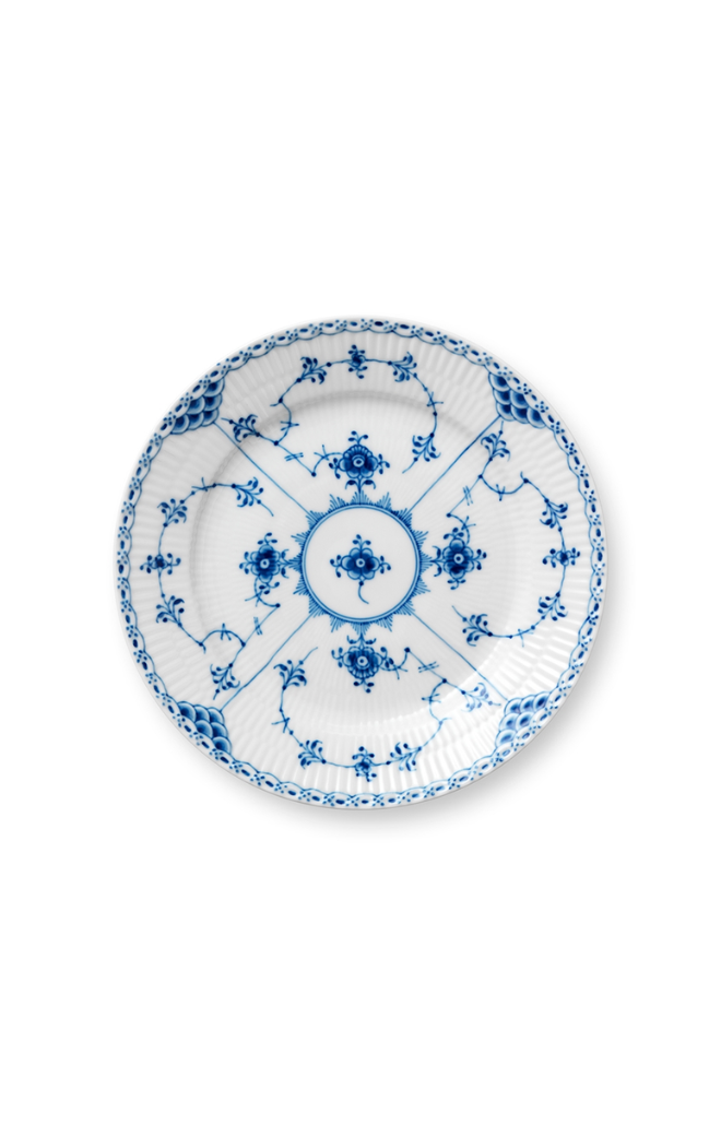 Blue Fluted Half Lace Dessert Plate 7.5"