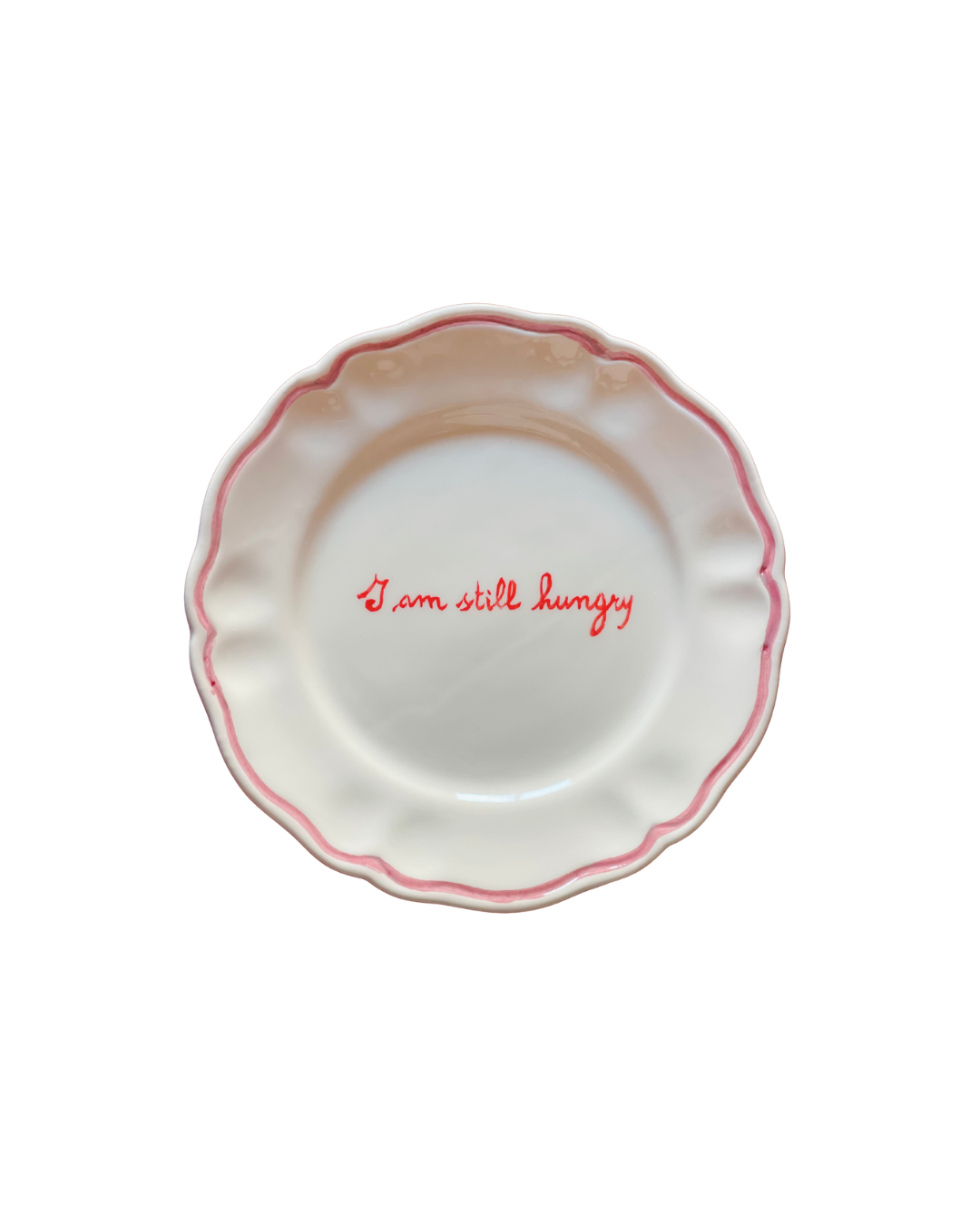"I am still Hungry" Ceramic Scalloped Plate Set of 4