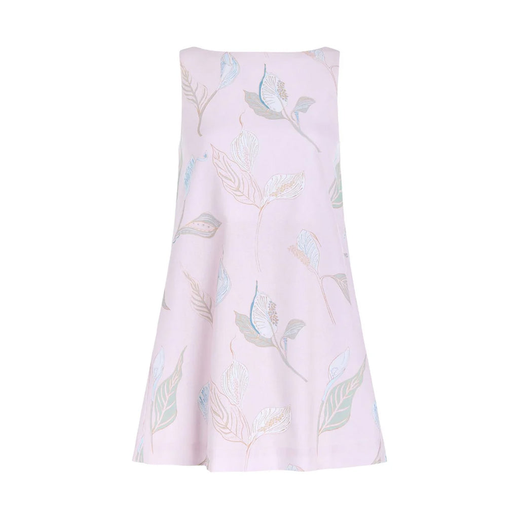 Pleated-Back Mini Dress in Rose Peace Lily