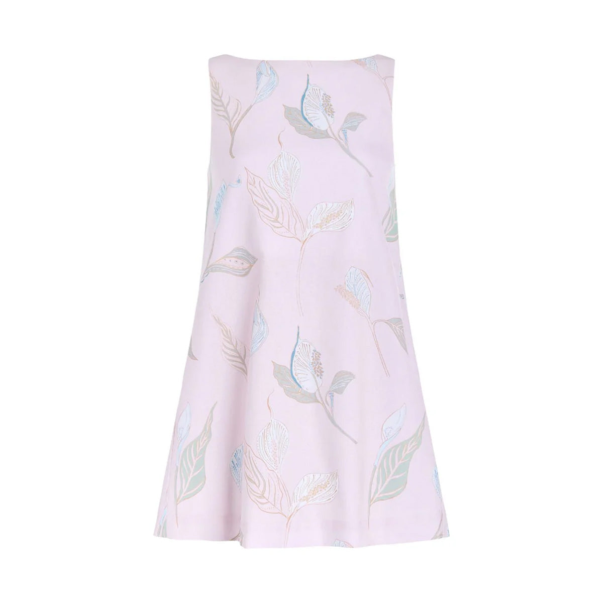 Pleated-Back Mini Dress in Rose Peace Lily