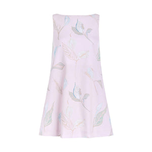 Pleated-Back Mini Dress in Rose Peace Lily