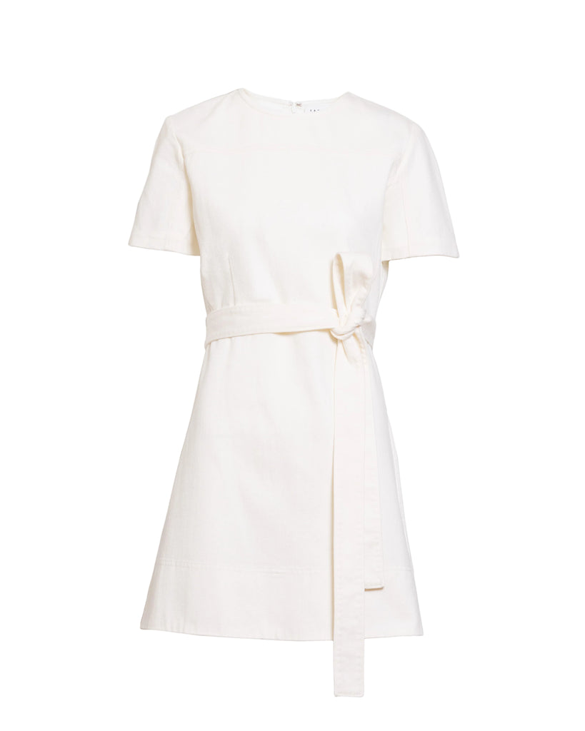 Short Ella Denim Dress in Chalk