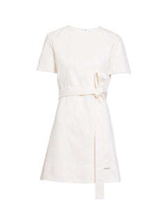 Short Ella Denim Dress in Chalk