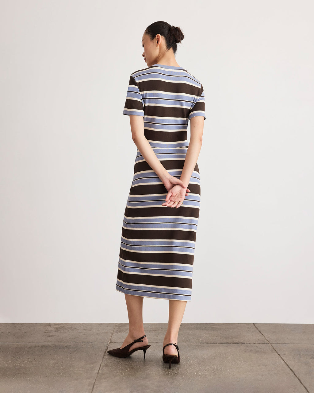 Short Sleeve Cody Dress in Dark Fig/Winter Sky/Cream Multi