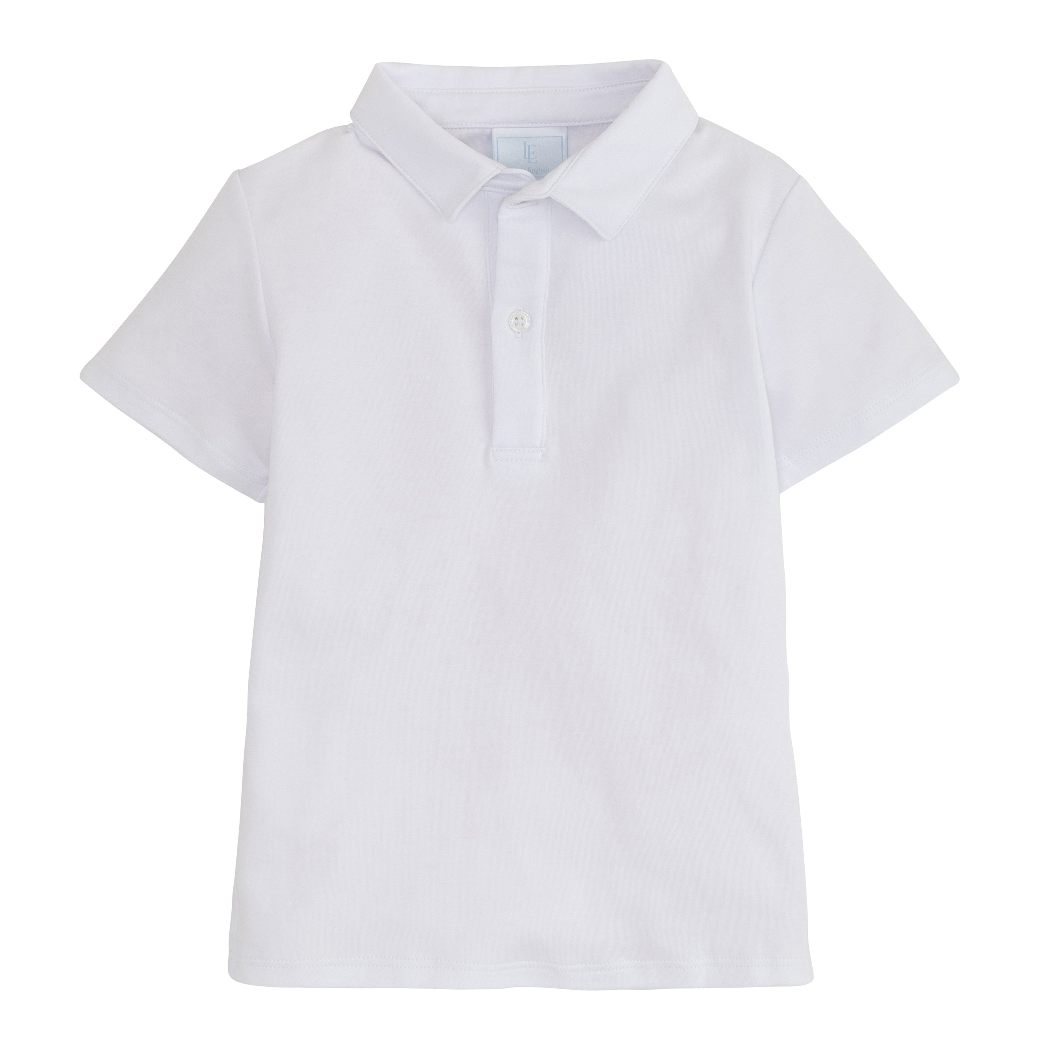 Little English classic boy's polo for spring, traditional short sleeve soft cotton polo in white