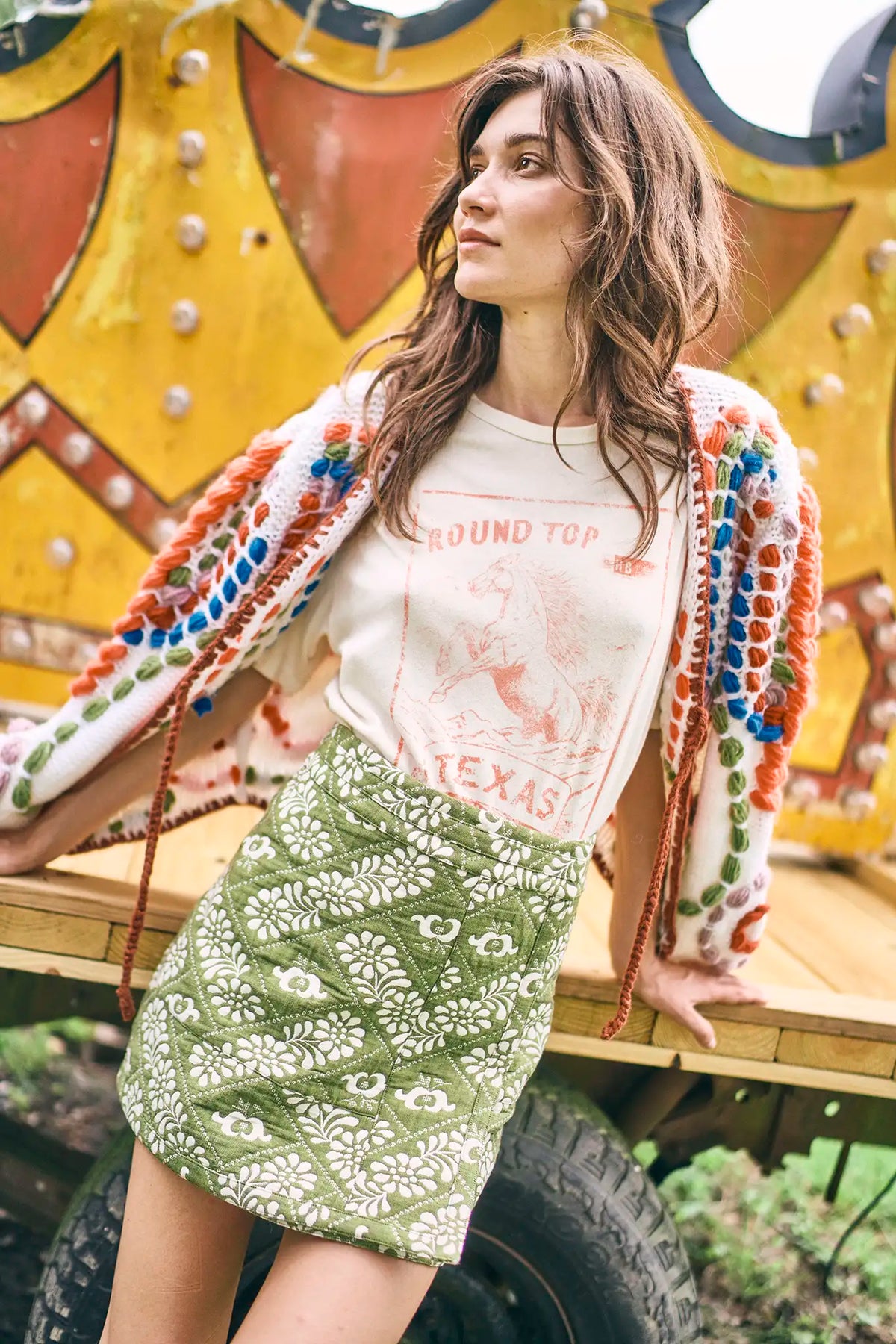 Powell Skirt in Legacy Jacquard Olive