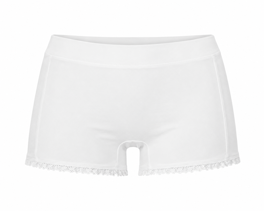 Lace Trim Tennis Short in White
