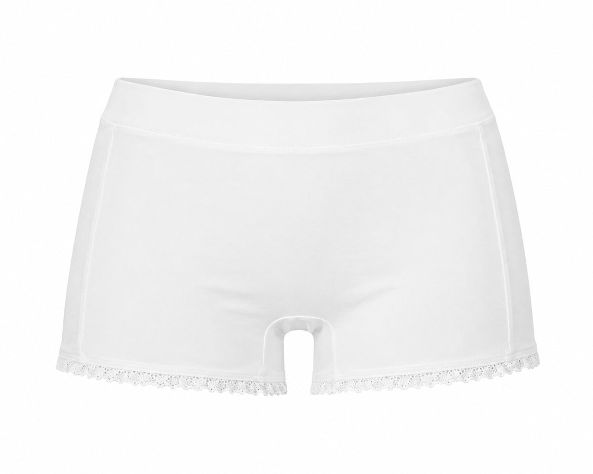 Lace Trim Tennis Short in White