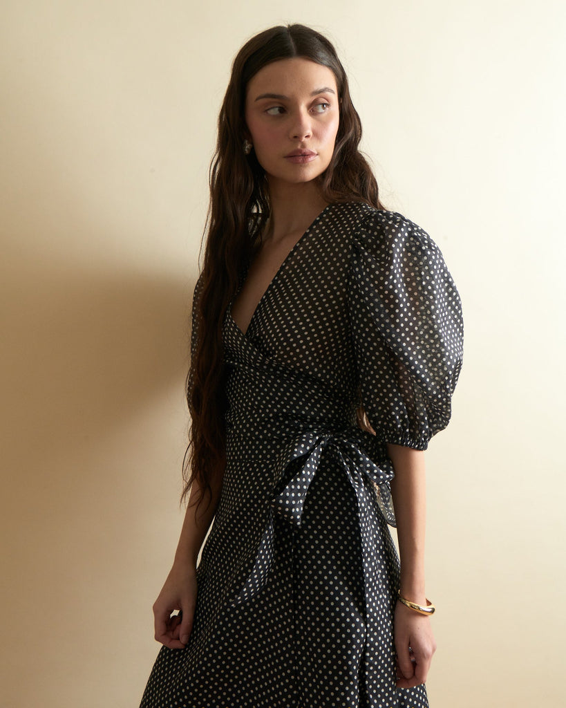 Scarlett Wrap Top in Polka Dot