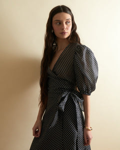 Scarlett Wrap Top in Polka Dot