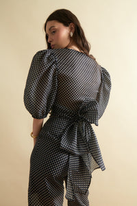 Scarlett Wrap Top in Polka Dot