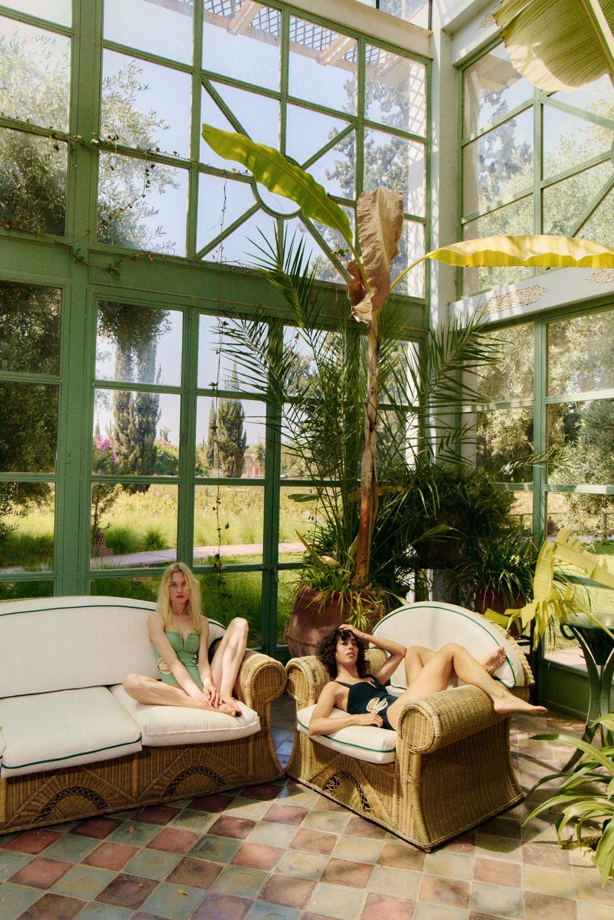 The Flora One Piece in Sage Green & Ivory