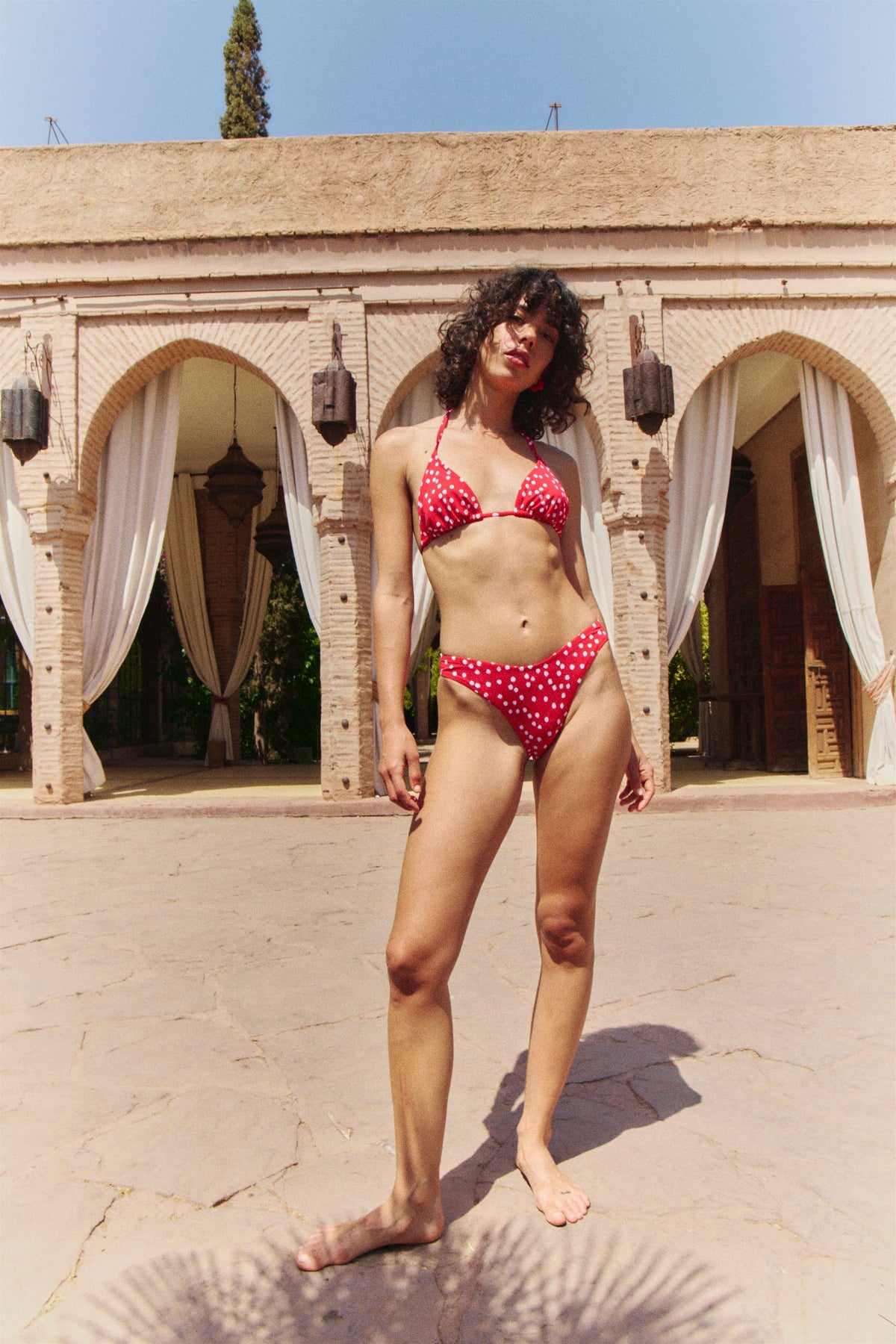 The Jane Bottom in Red Ikat Dot