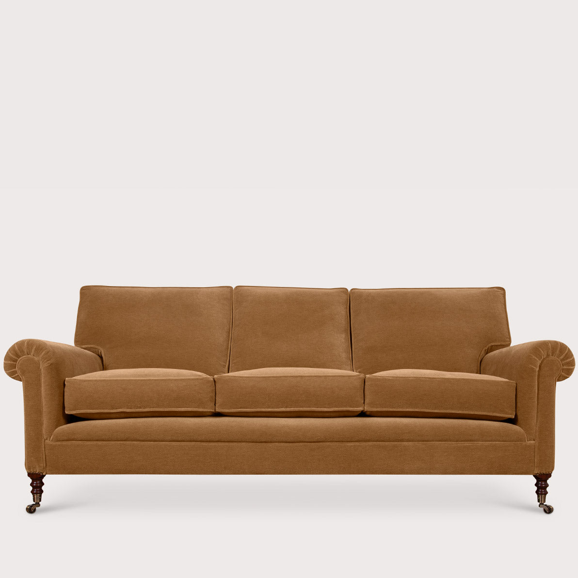 84″ Medium Full Scroll Arm Signature Sofa with cushion back in Whiskey Mohair