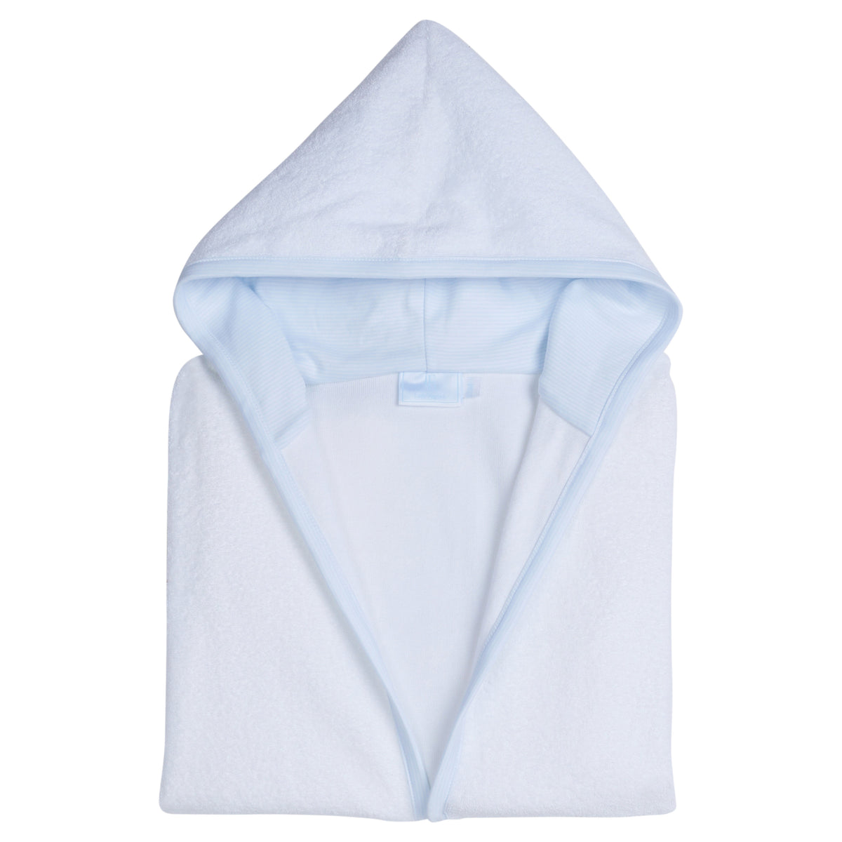 Little English traditional children's clothing.  White bath robe with blue trim for boys.  Gift clothing for boys