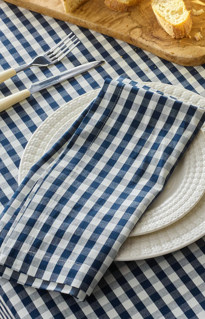 Signature Twill Napkins in Navy Gingham, Set of 4