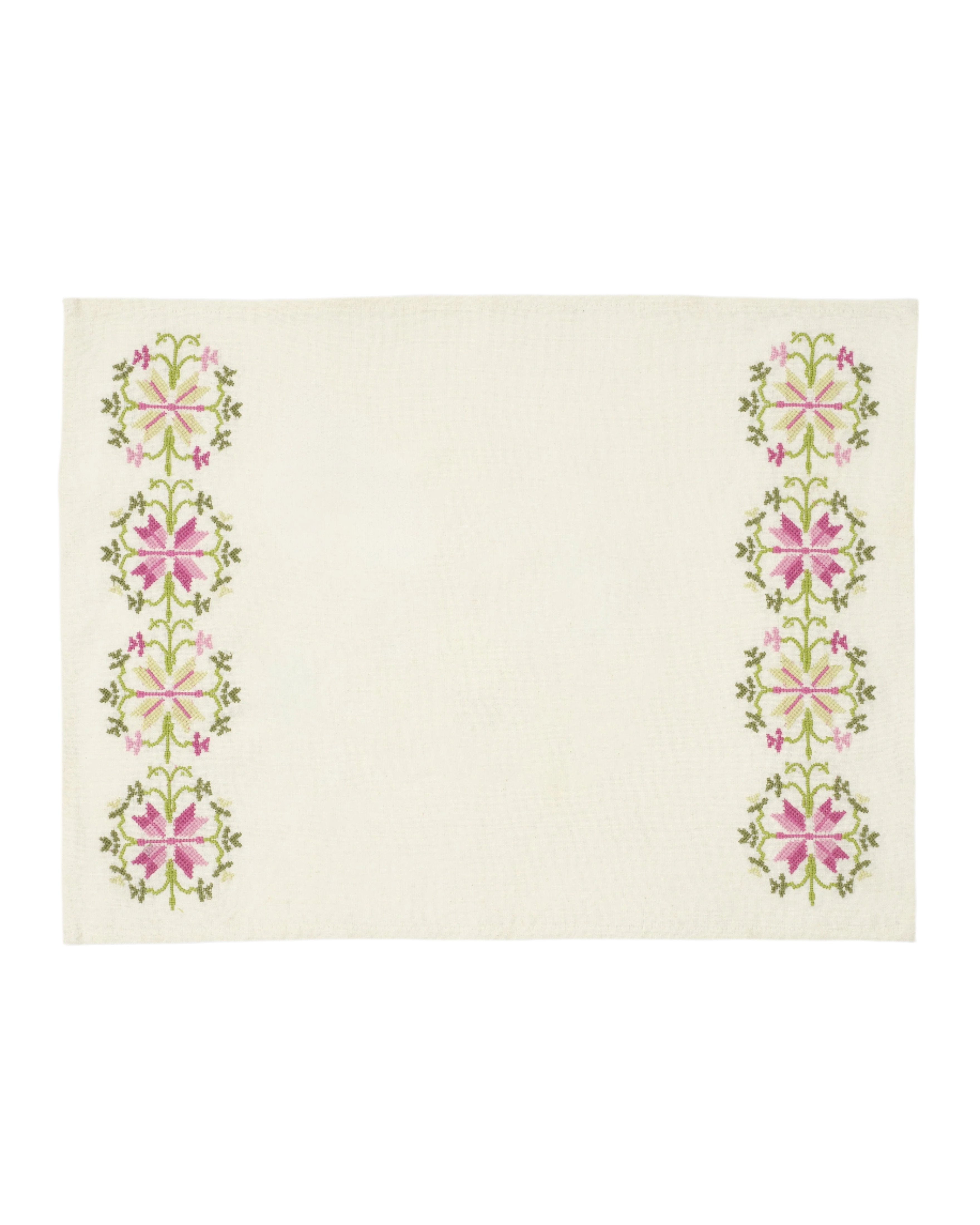 Rohida Embroidered Placemat, Pink and Green, Set of 2