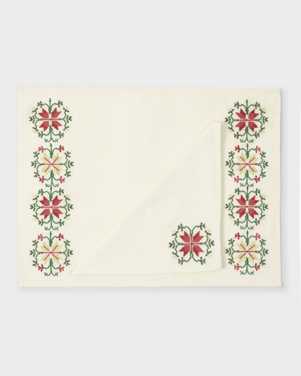 Rohida Embroidered Napkins, Red and White, Set of 2