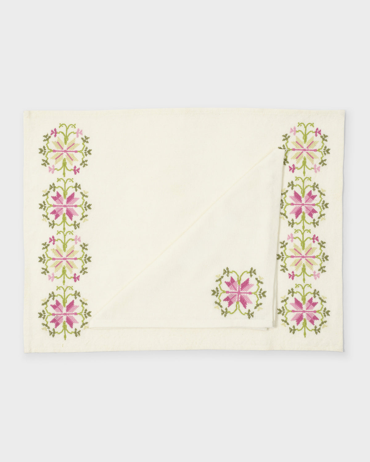 Rohida Embroidered Napkins, Pink and Green, Set of 2