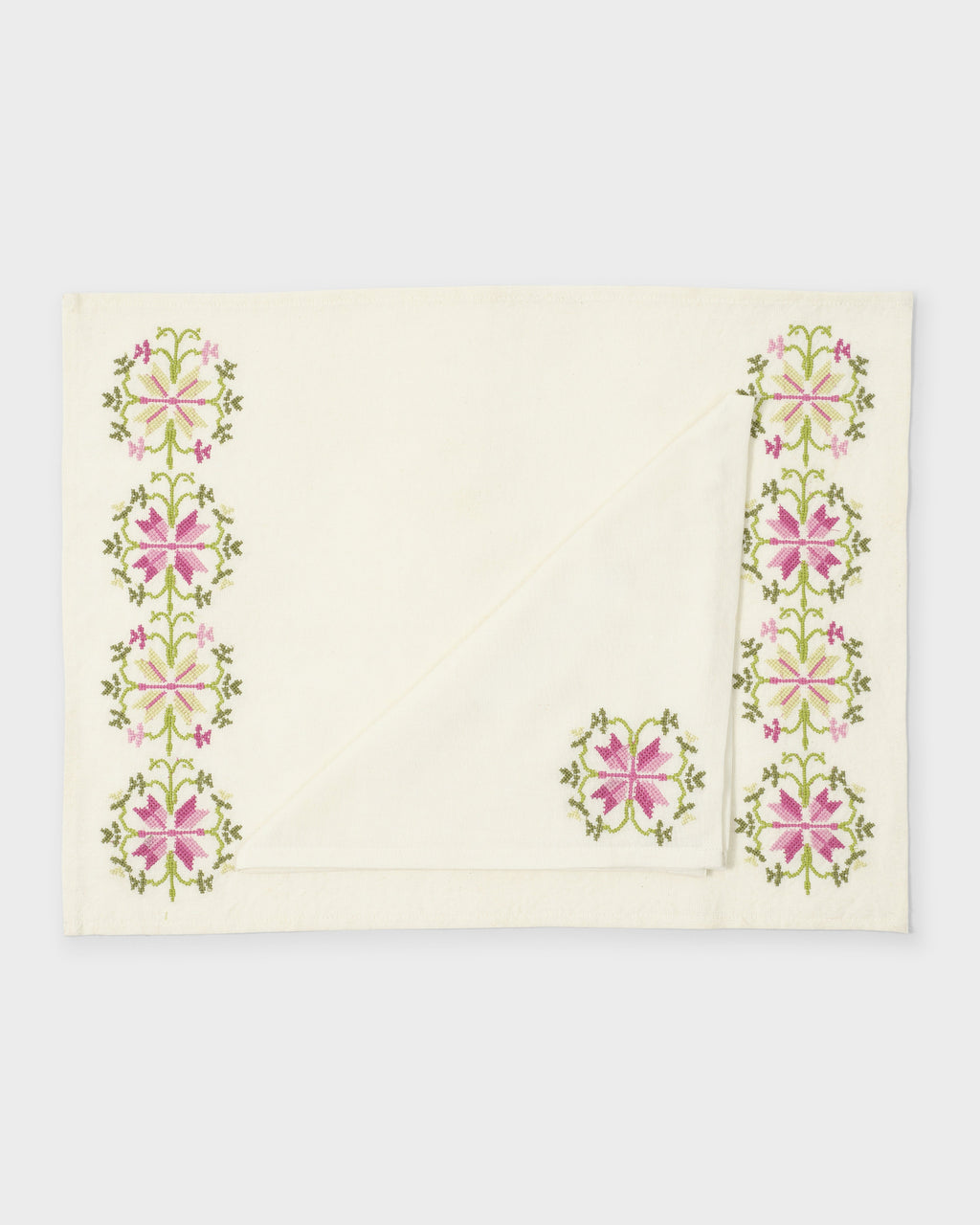 Rohida Embroidered Placemat, Pink and Green, Set of 2