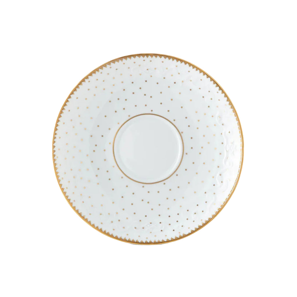 Simply Anna Polka Tea Saucer in White/Gold