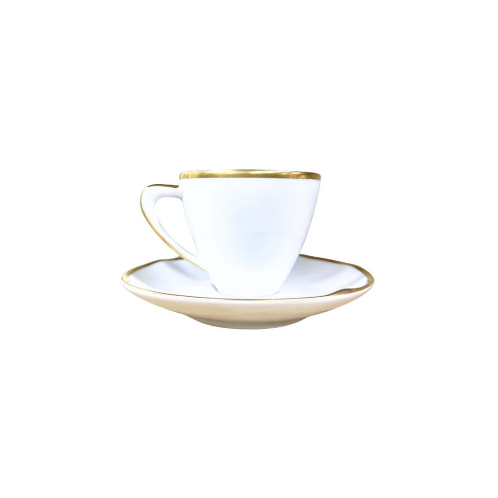 Simply Elegant Espresso Cup & Saucer in White/Gold