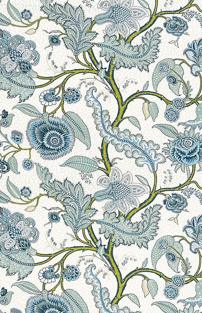 Sinhala Linen Print Fabric in Sky