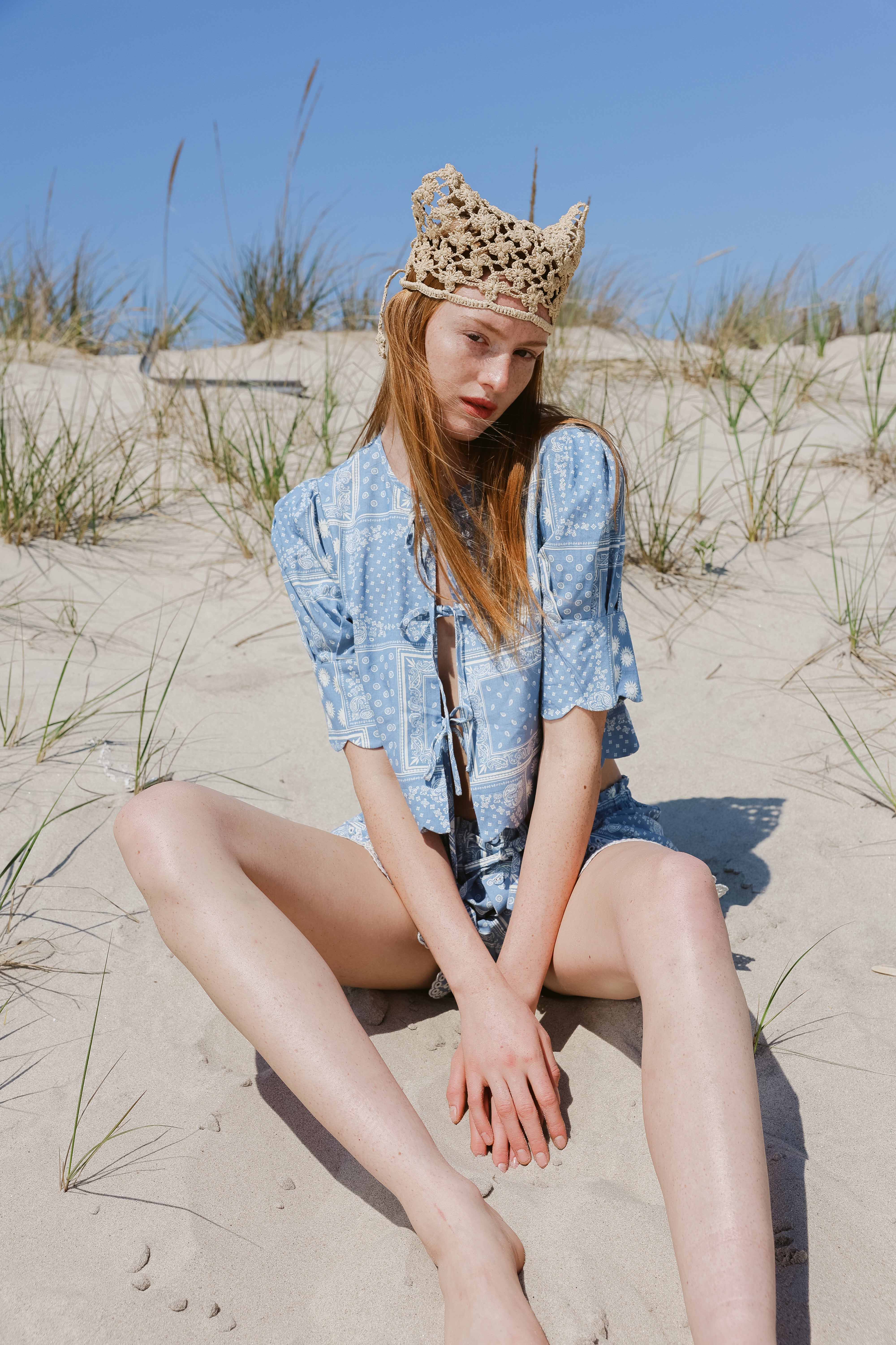 Scalloped Top Sky Bandana Print - Sister Swim