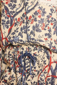 Pajama set with a long sleeve collared button front shirt and an elastic waist pull on pant.