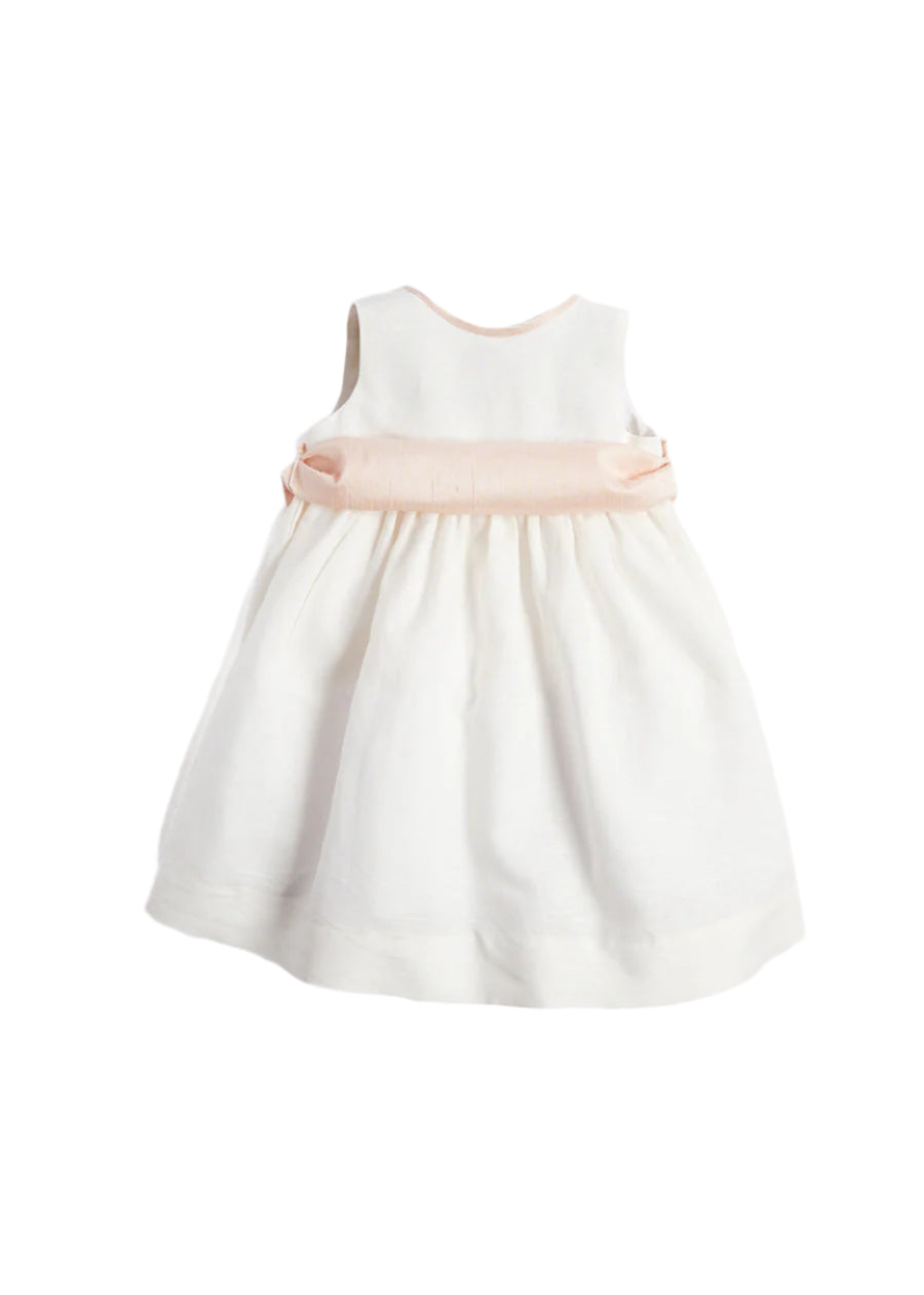 Sleeveless Ivory Flower Girl Dress with Pink Silk Sash (6mths-10yrs) Dresses from Pepa London