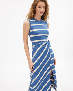 Sleeveless Striped Cody Dress in French Blue/Cream Wide Stripe