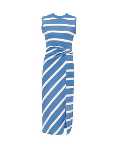Sleeveless Striped Cody Dress in French Blue/Cream Wide Stripe