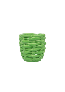 Small Apple Green Basketweave Planter