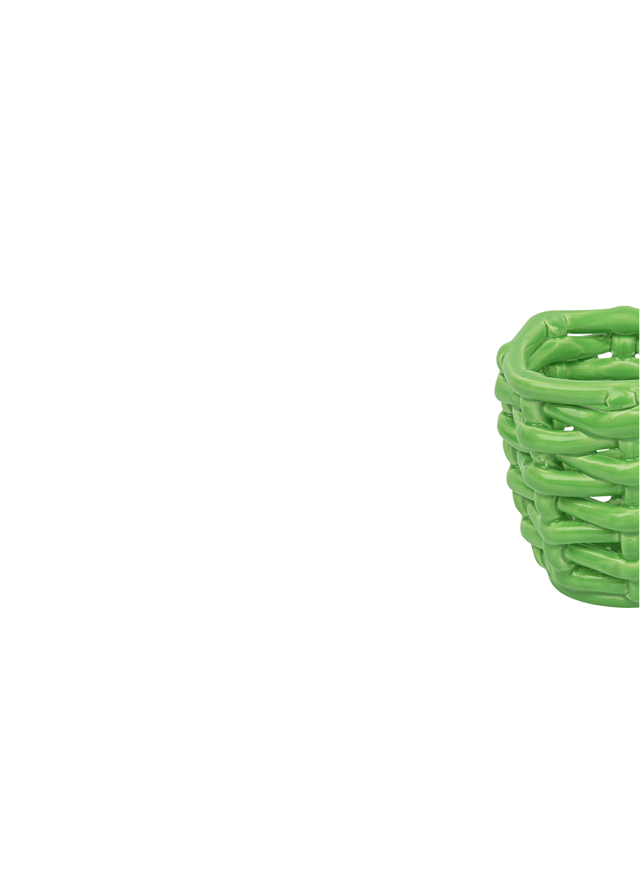 Small Apple Green Basketweave Planter