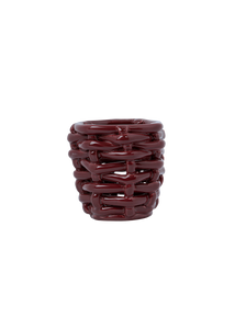 Small Burgundy Basketweave Planter