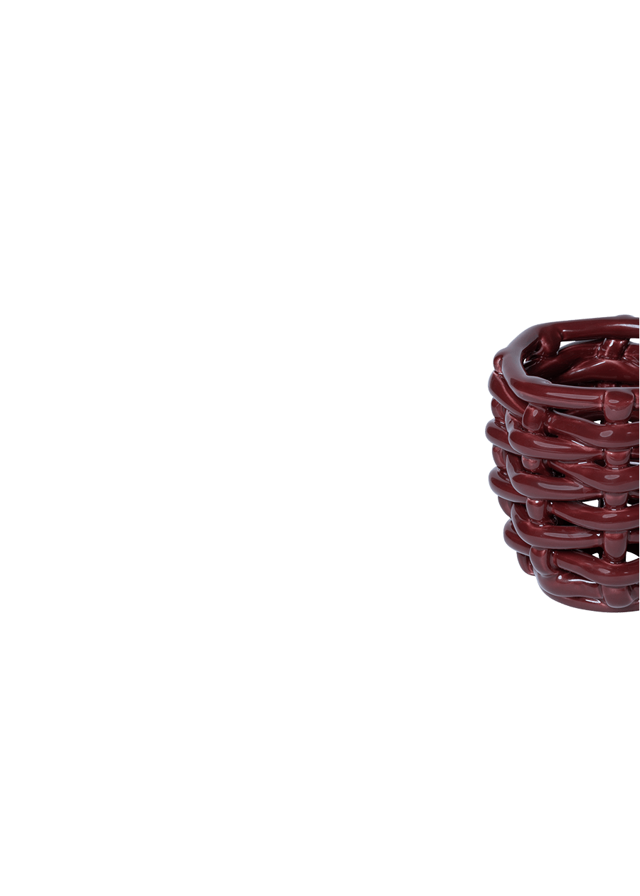 Small Burgundy Basketweave Planter