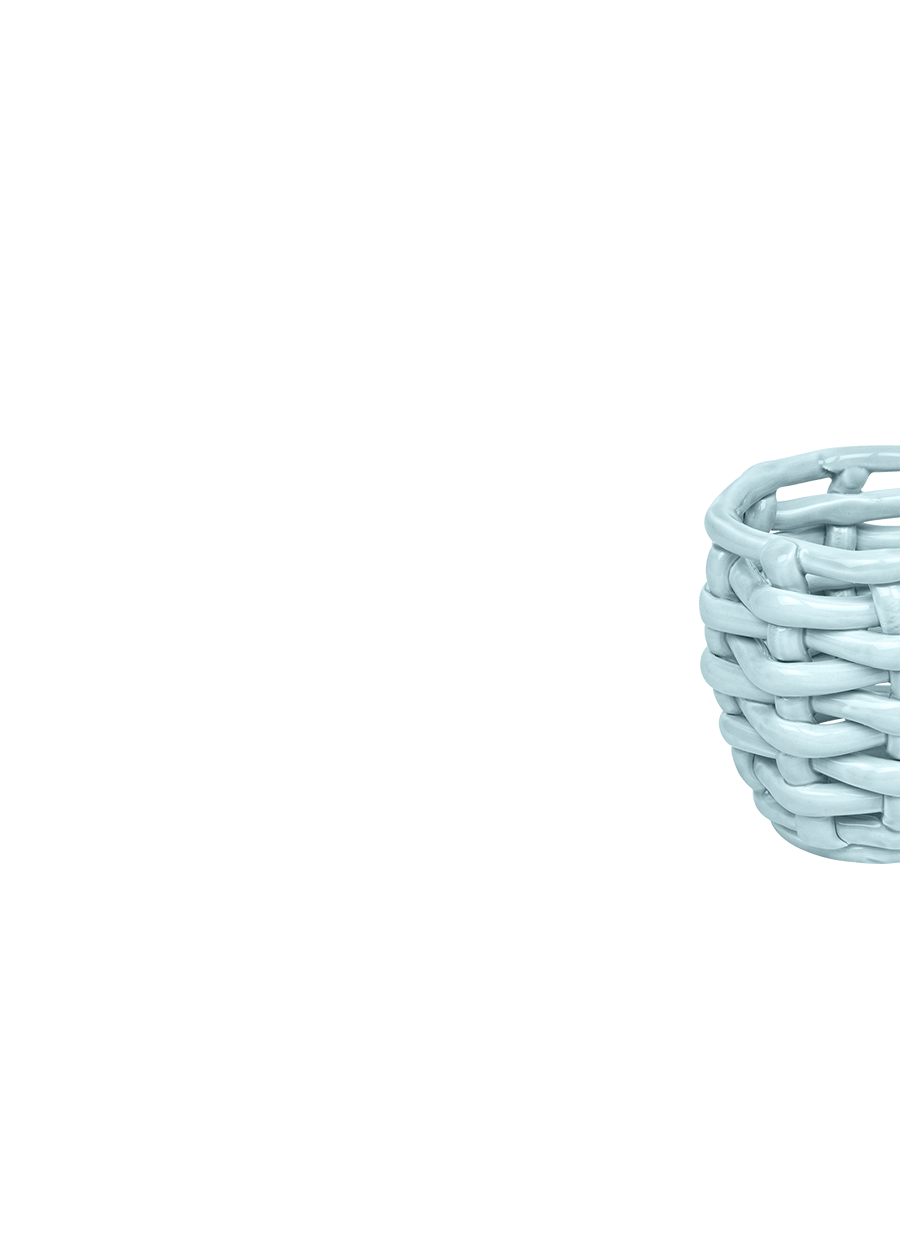 Small Sky Blue Basketweave Planter