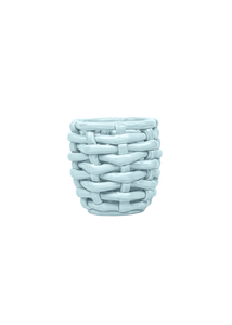 Small Sky Blue Basketweave Planter