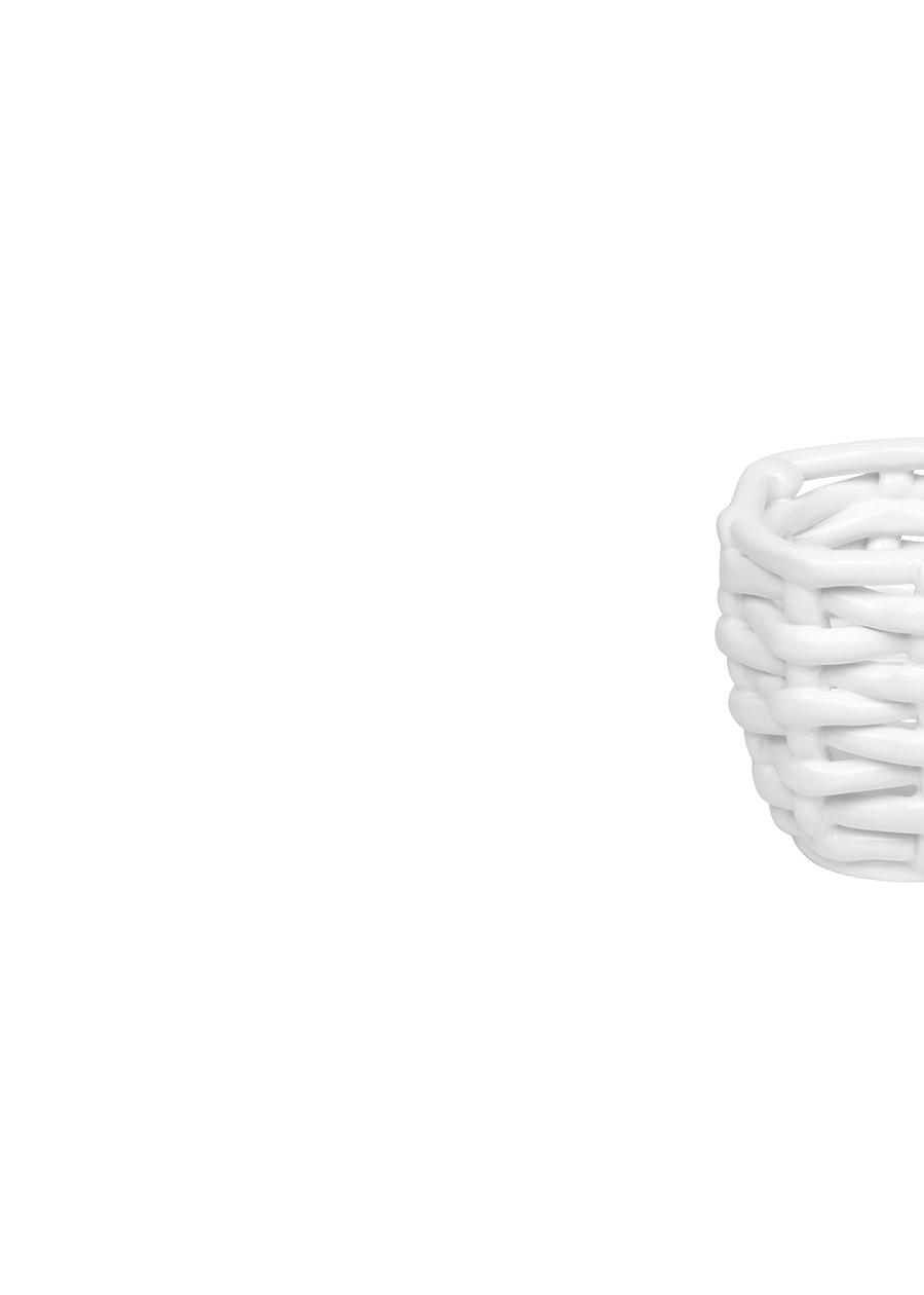 Small White Basketweave Planter