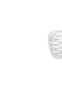 Small White Basketweave Planter