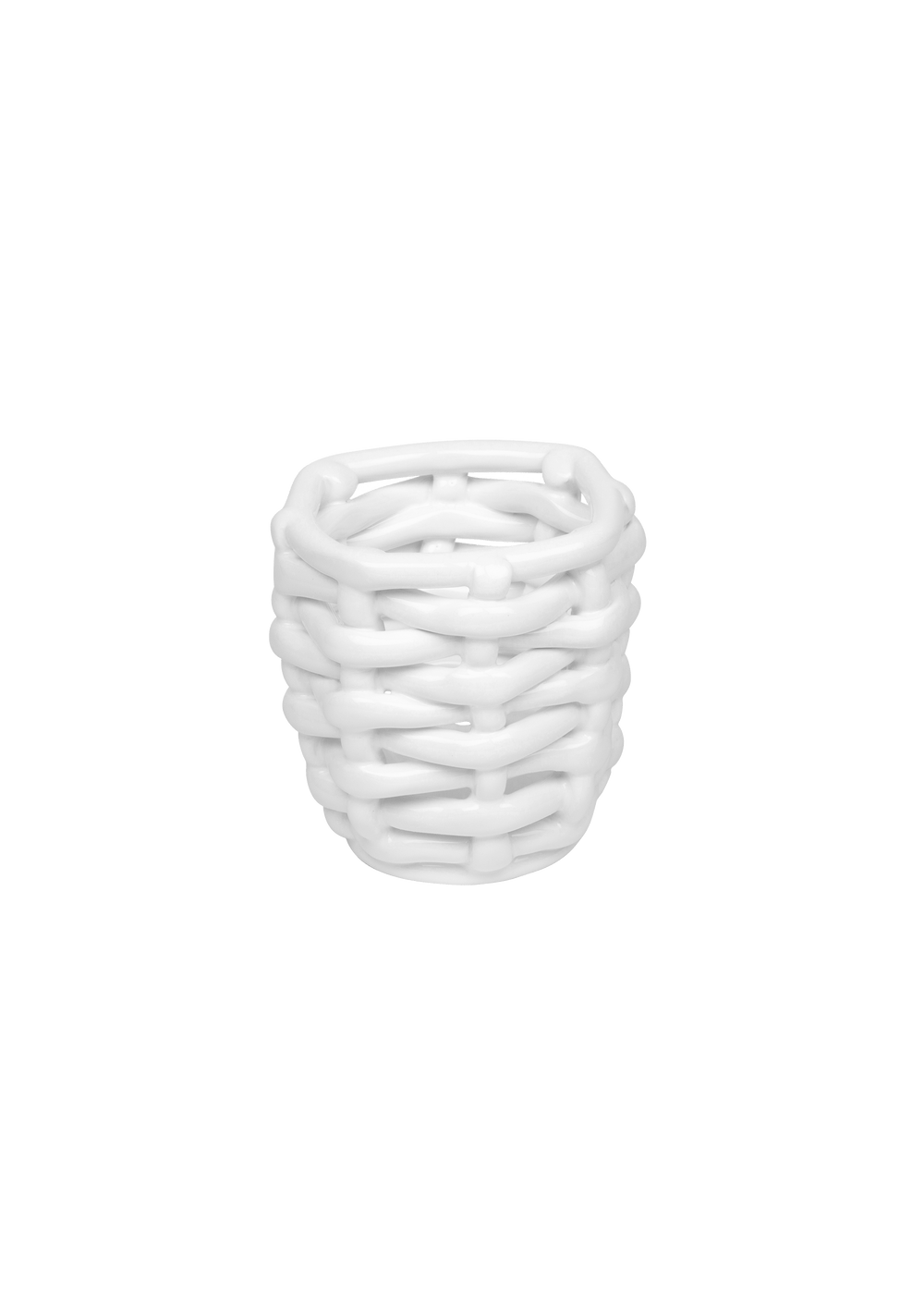 Late Afternoon Small White Basketweave Planter