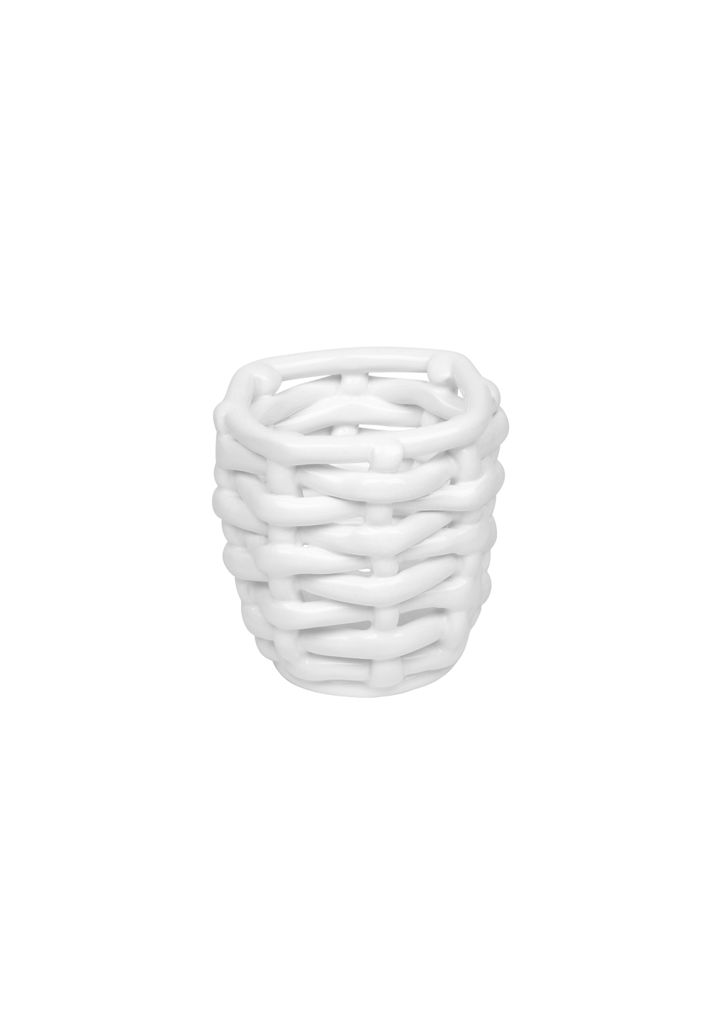 Late Afternoon Small White Basketweave Planter