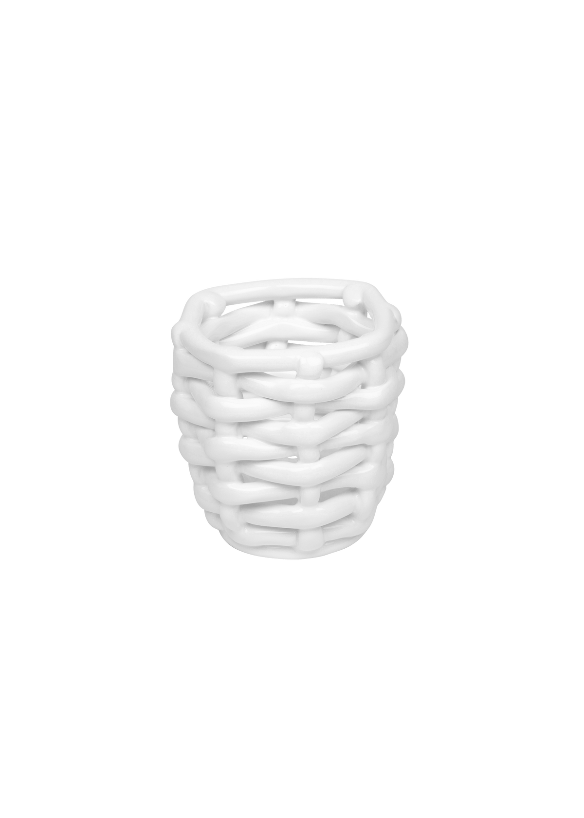 Late Afternoon Small White Basketweave Planter